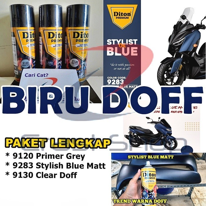 Paket Cat Pilox Diton Premium 9283 Stylish Blue Matt 400cc Biru Doff