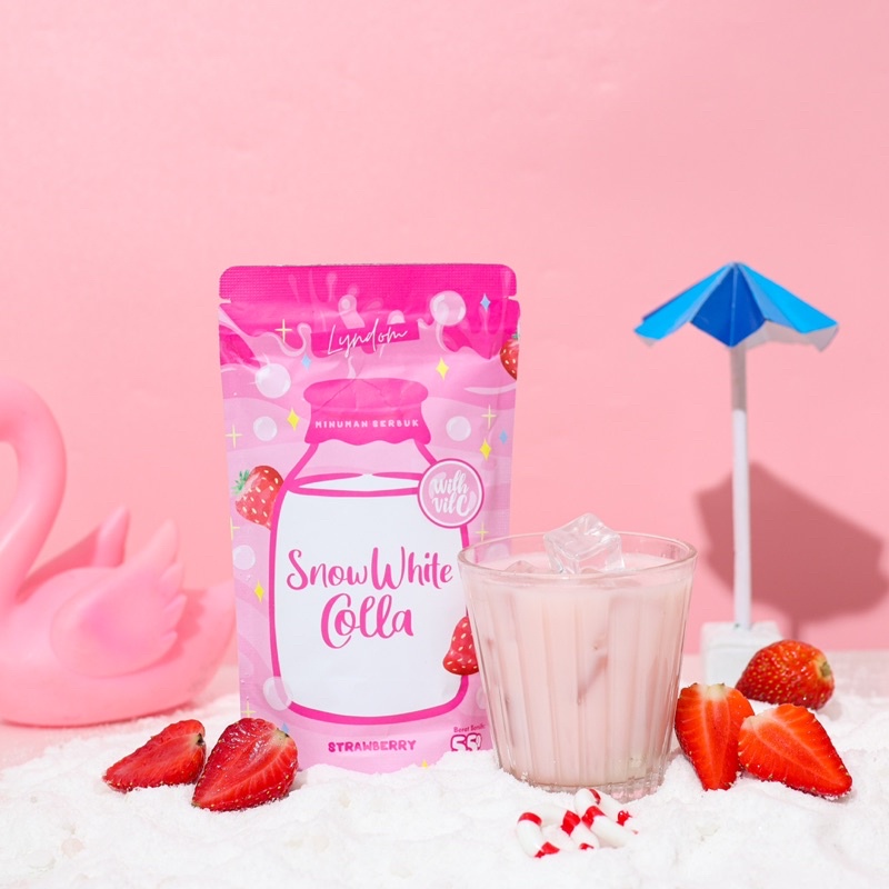 ( JURAGAN ) LYNDOM SNOW WHITE COLLA MELON 55gr / collagen drink / minuman collagen/ snow white collagen / snow white colla strawberry / snow white colla melon / collagen melon / collagen strawberry