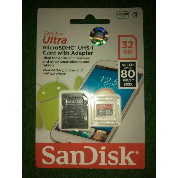 MICRO SD SANDISK ULTRA 32GB CLASS 10 ORIGINAL KARTU MEMORI SANDISK
