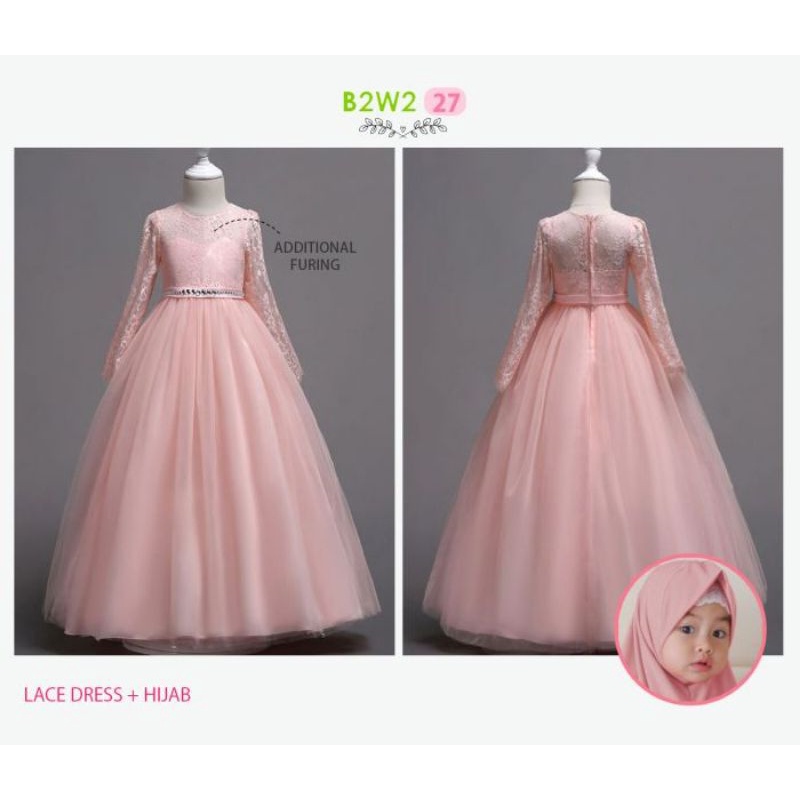 Import BW27 B Baju Pesta Gaun Muslim Kostum Gamis Syari Sari Anak India Merah Maroon