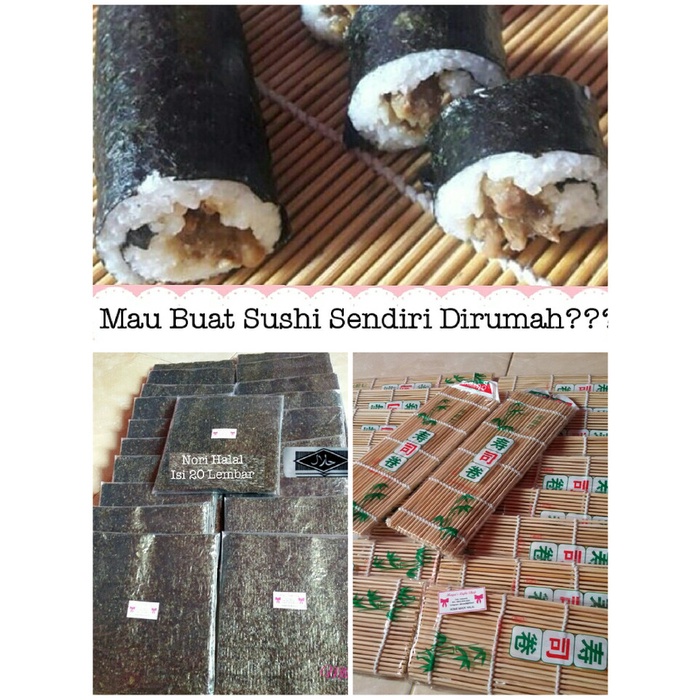 

TERBARU paket sushi nori 20lembar + makisu bambu penggulung rumput laut halal
