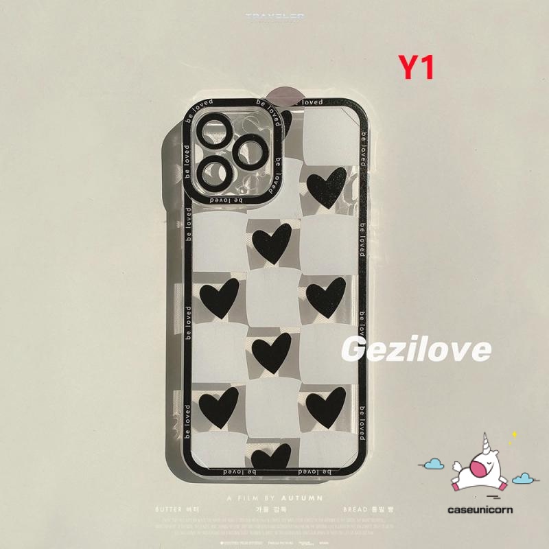 Soft Case Tpu Motif Kotak-Kotak Hati Tahan Banting Untuk iPhone 11 12 13 pro Max 6 6s 7 8 plus X XR XS Max SE 2020
