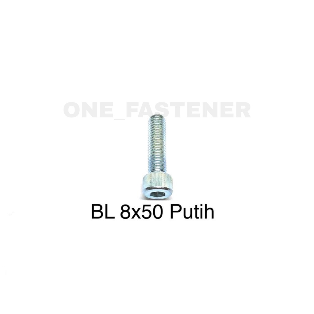 Baut L M8x50 Putih L6 8mm 5cm 8x50 hex socket Heads cap screw 12