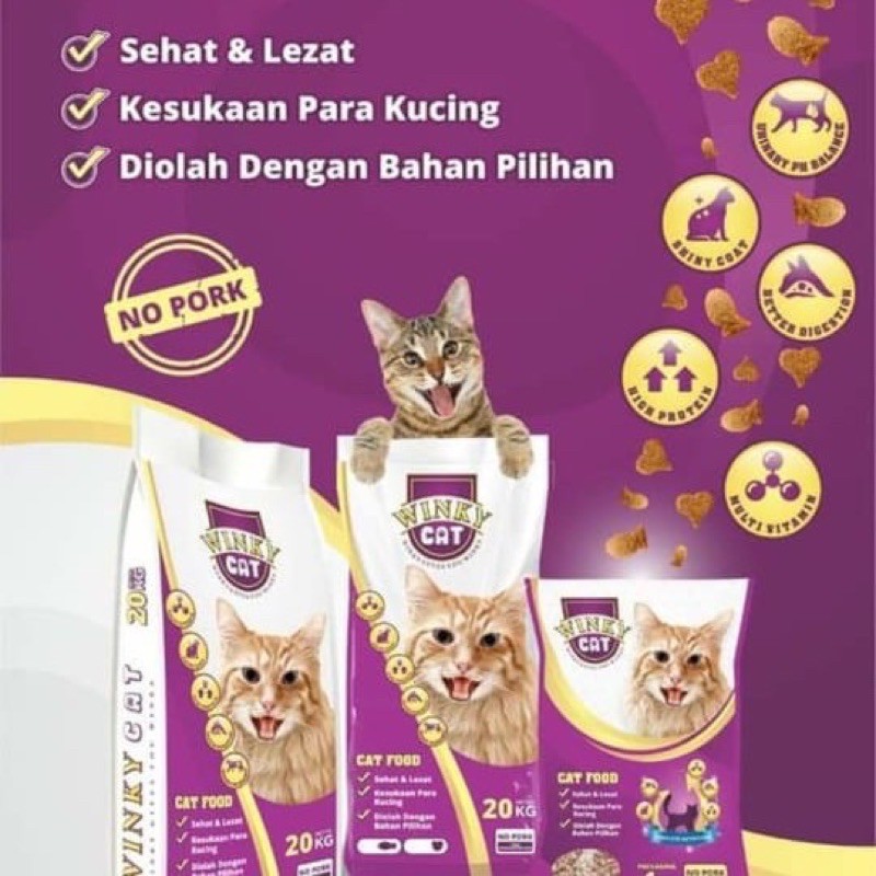 Winky cat food 1 Kg Makanan kucing dryfood 1kg wingki adult pakan pellet kucing dewasa