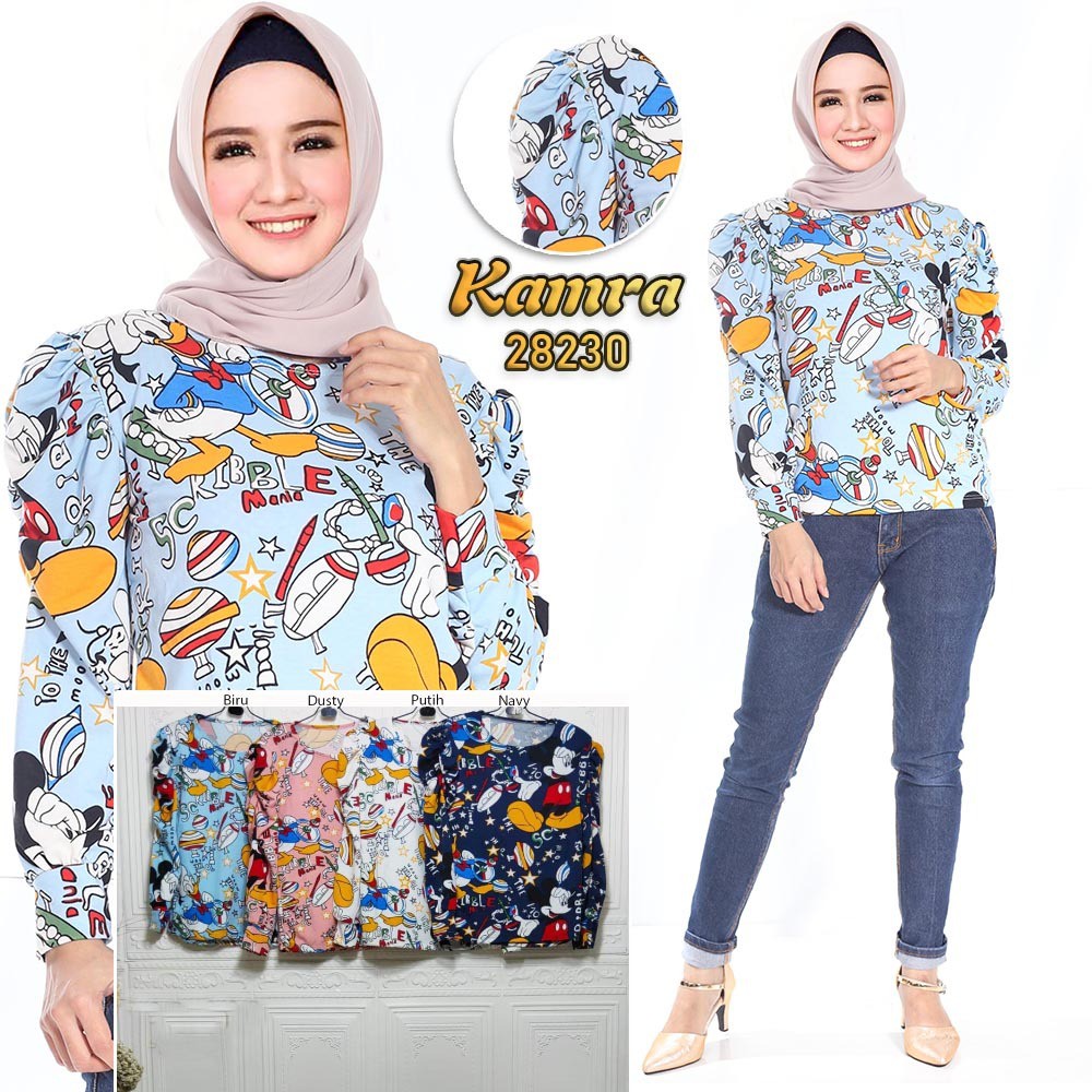 Blouse Wanita Import Tangan Balon Print Kamra
