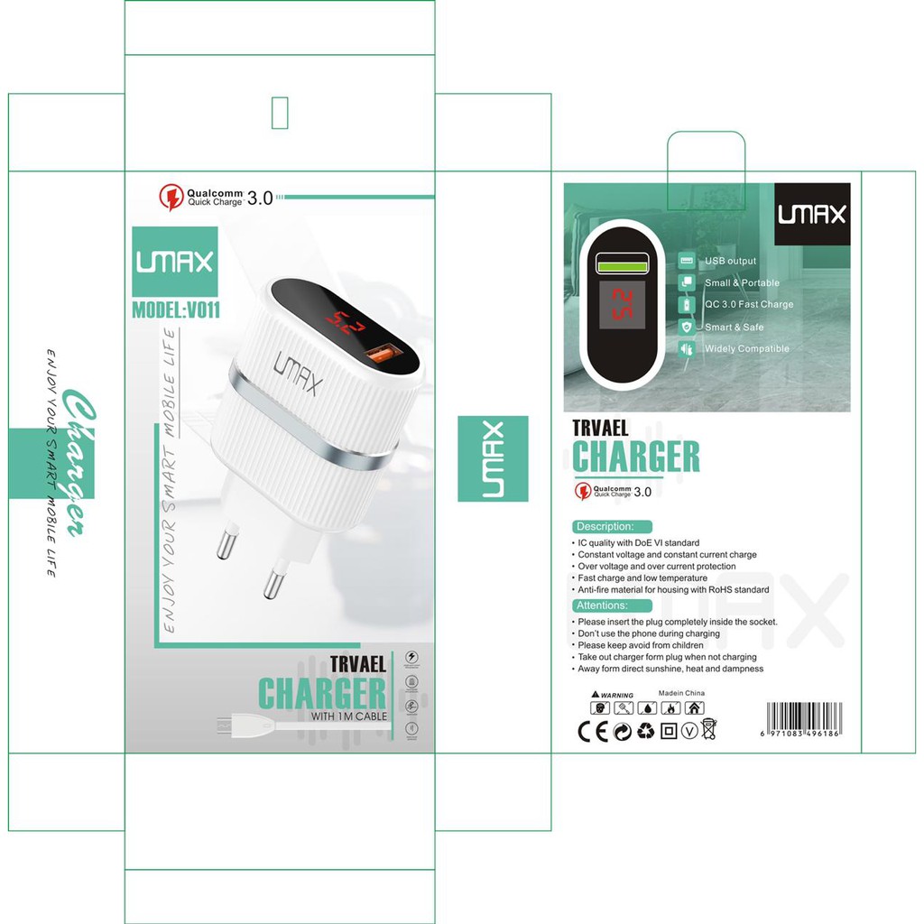 TC CAS CASAN Travel charger UMAX V011 /MICRO / TYPE C