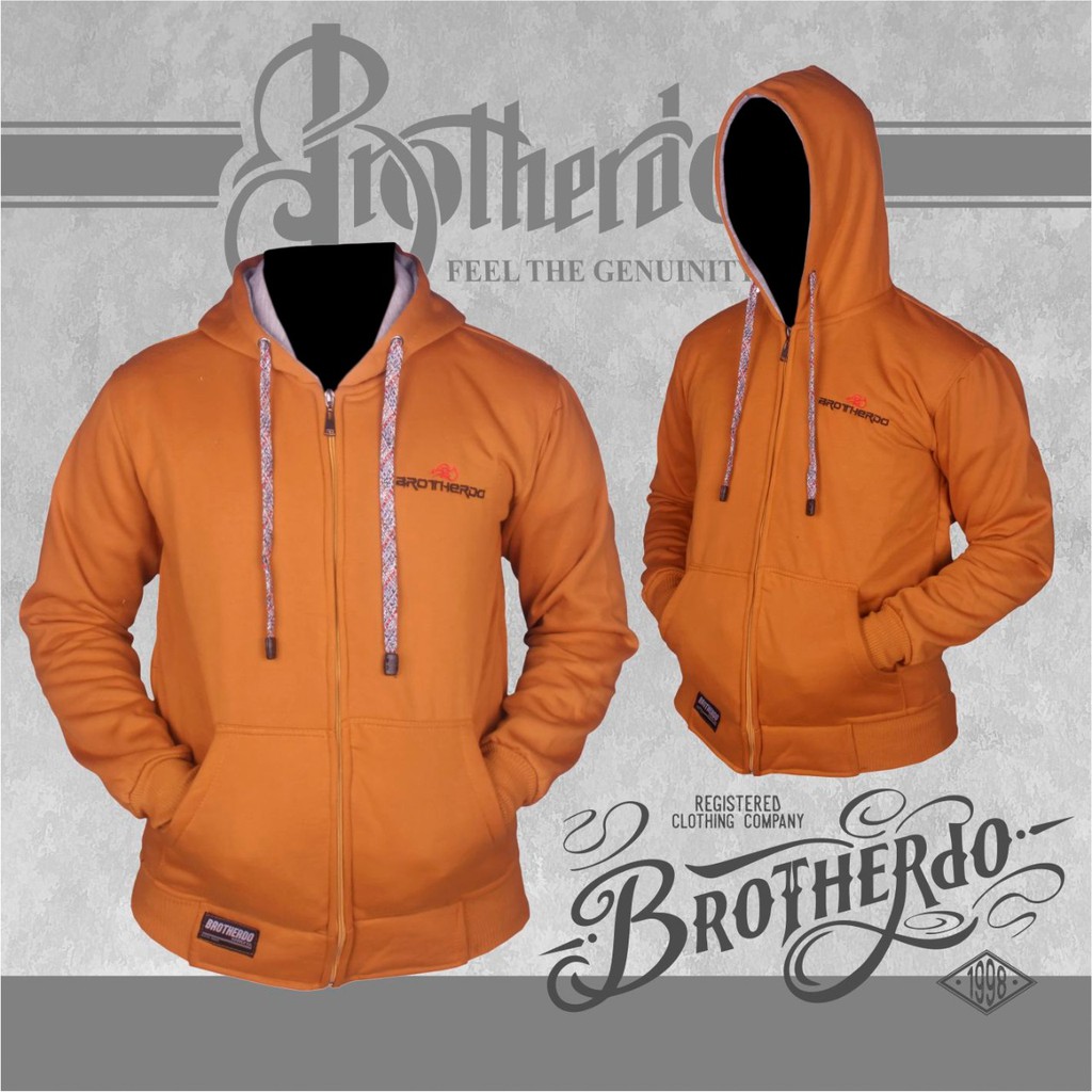 BROTHERDO Pria Jaket Hoodie Zipper terbaru keren Polos