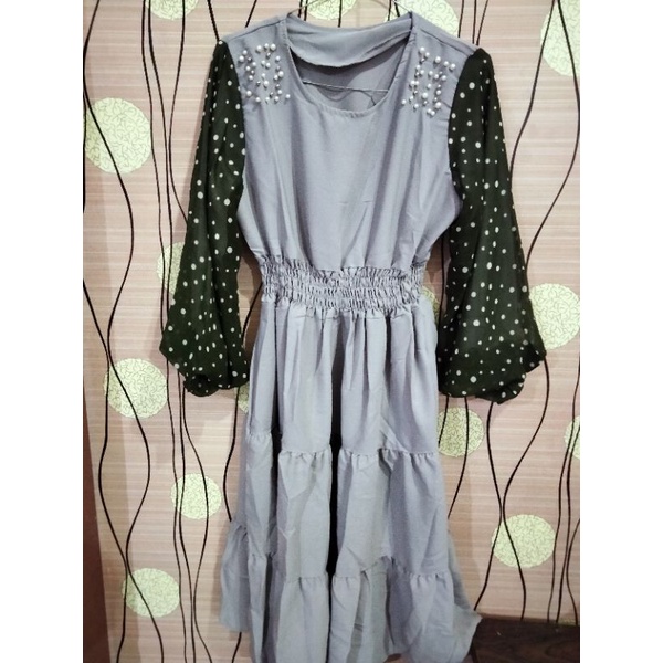 tunik crepe import polkadot import wanita