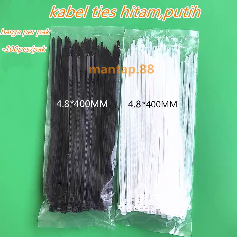 kabel ties/kabel tis/cable ties 4.8*200/4.8*300/4.8*400MM (20cm/30cm/40cm) hitam/putih  isi 100PCS