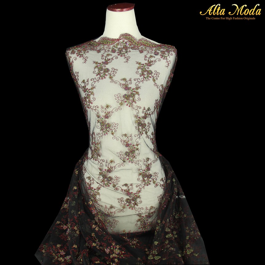 

Alta Moda Tulle Bordir C.Dior Hitam Bunga Hijau Merah (1Pcs)