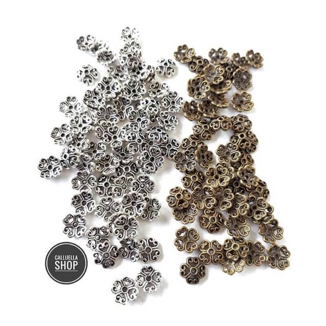 SPACER BUNGA MANGKOK NIKEL DAN BRONZE | BAHAN KERAJINAN TANGAN DIY CRAFT KALUNG GELANG BROS STRAP MA