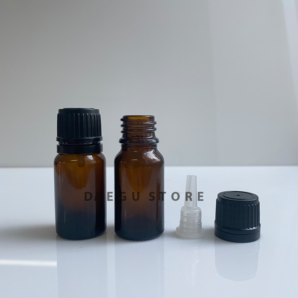 Botol Kaca Amber 10ml - Tutup Filler/Dropper/Tetes untuk Essential Oil