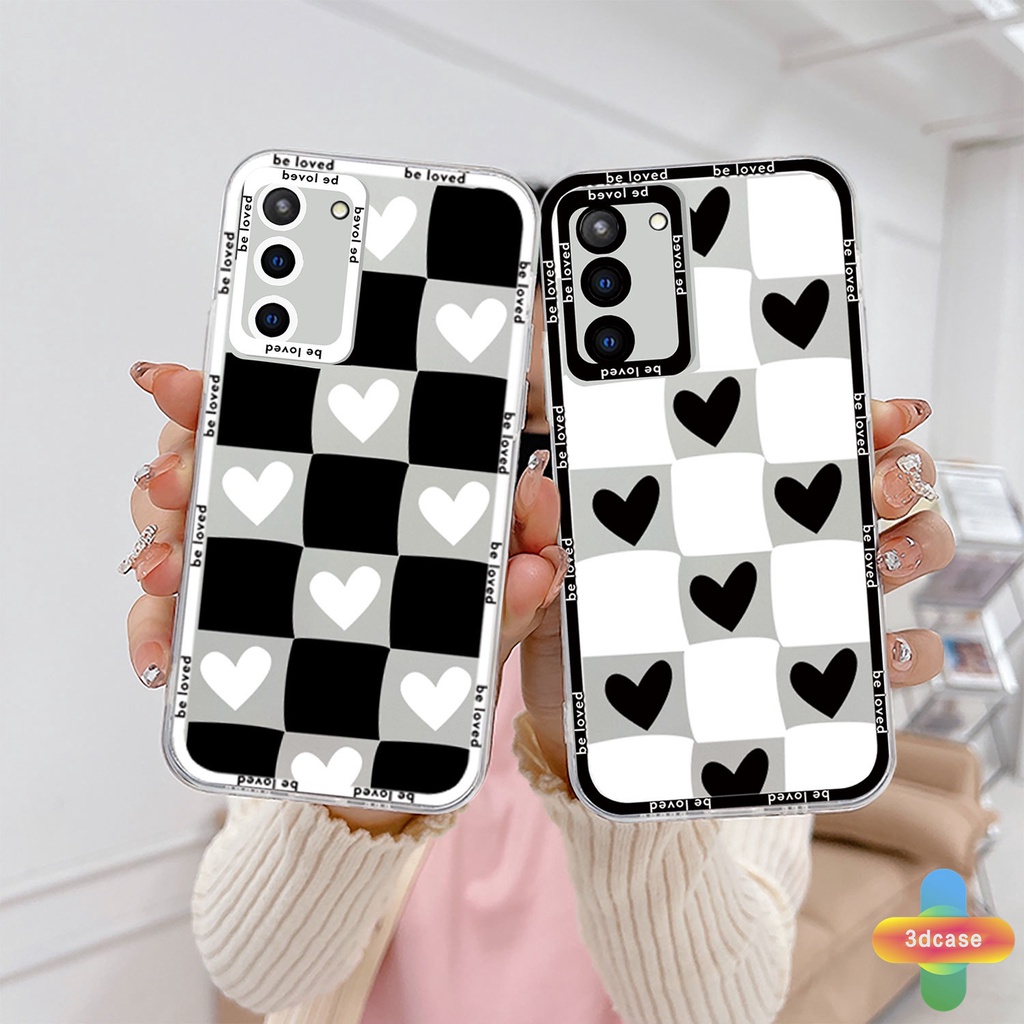 Soft Case Tpu Motif Kotak-Kotak Hati Untuk Samsung A03 A51 A32 A52 A13 A23 A12 A03S A10S A50 A20S J7 Prime A02S A20 A50S A10 A30S A52S A30 M12 M01S A125 F12 M10S M40S A515F A207F M02S A025 F02S 11 12 13  7 8 6 Plus Clear Camera Lens Protection Case