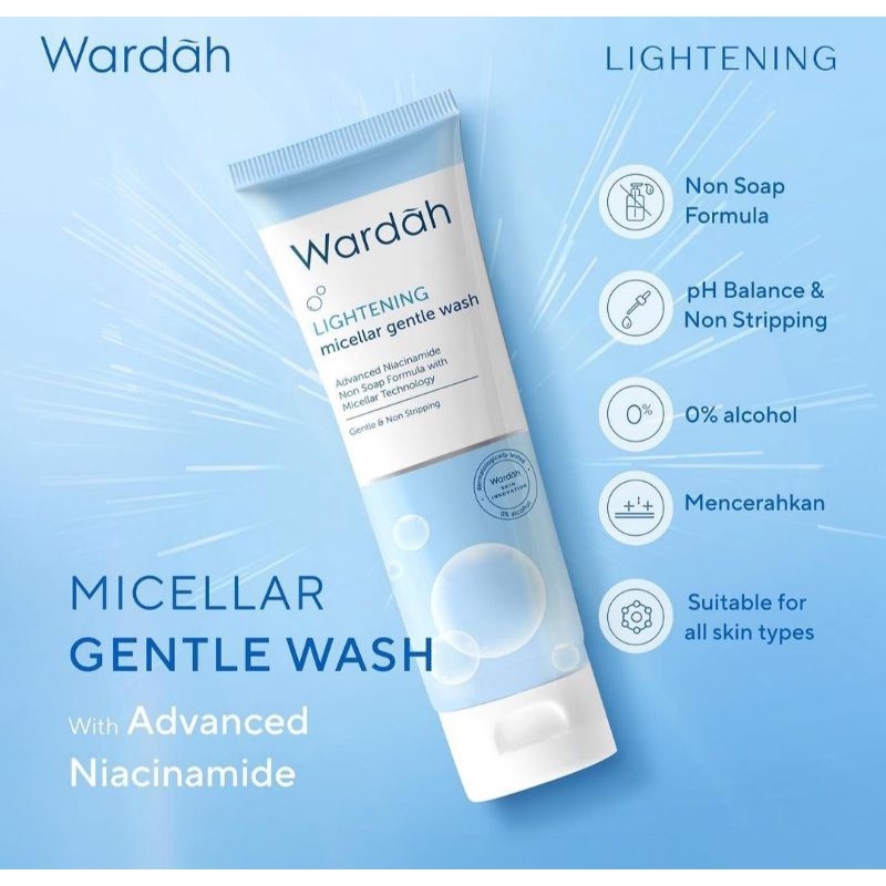 Wardah Lightening Micellar Gentle Wash - Pembersih Wajah (Kulit Kering)