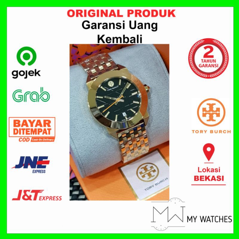 Jam Wanita Original Tory Burch Black Gold RTB8002