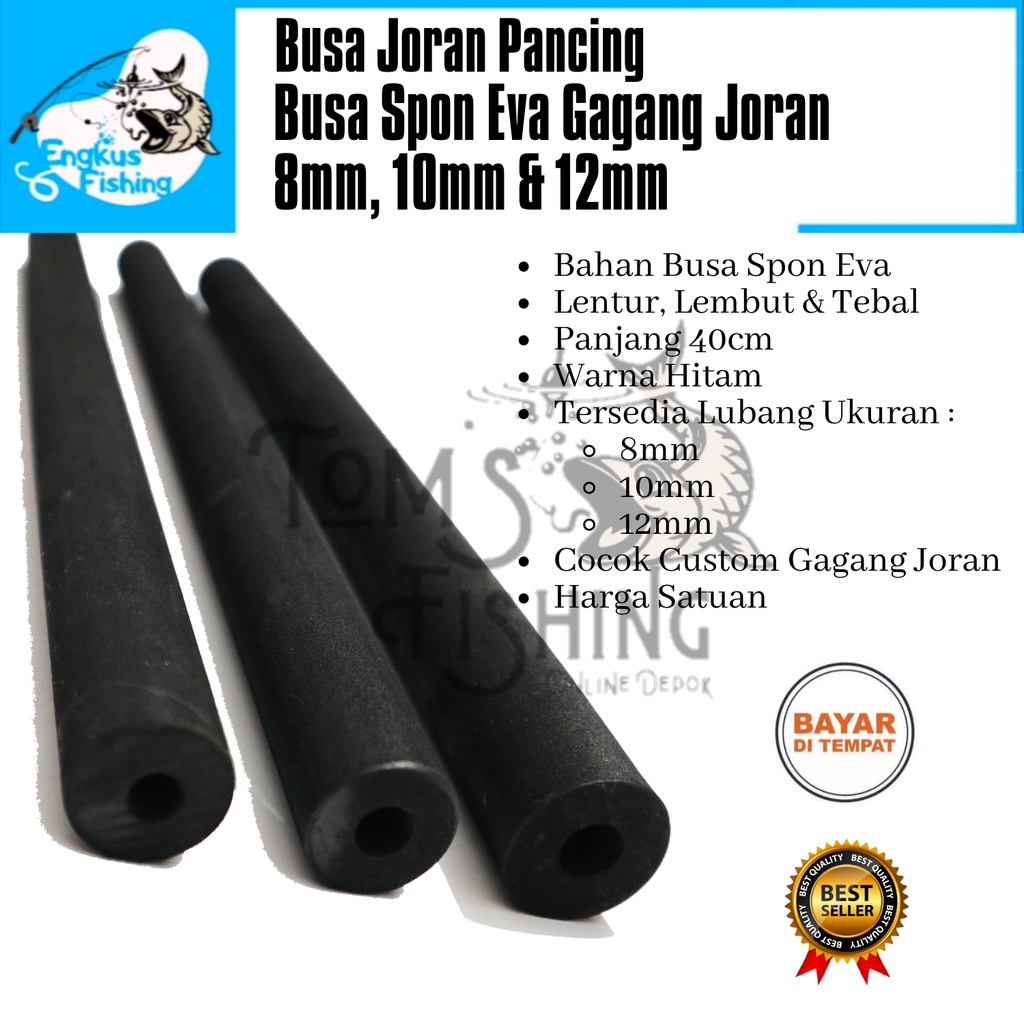 Busa Spon Eva Gagang Joran Hitam 40cm (8mm, 10mm &amp; 12mm) Murah Tebal - Engkus Fishing