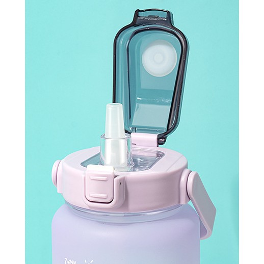 BOTOL MINUM MOTIVASI 2 LITER TUTUP FLIP BPA Free + SEDOTAN