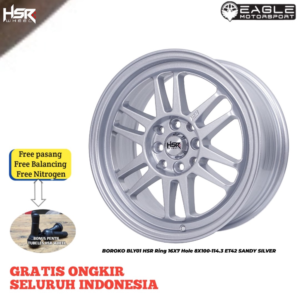 PAKET VELG BAN MOBIL RACING BRIO R16 HSR BLY01 PLUSH BAN 195 50 R16 ACCELERA