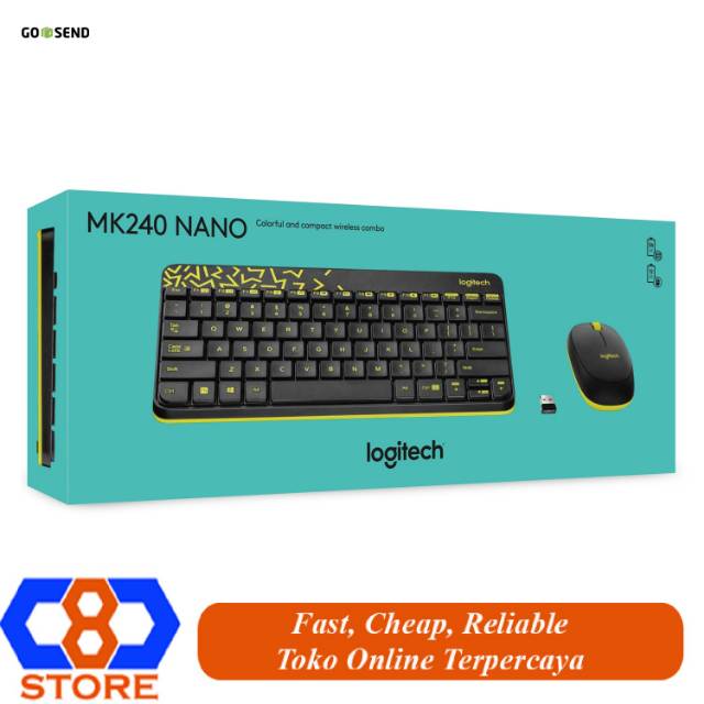 KEYBOARD MOUSE WIRELESS LOGITECH MK240 NANO ORIGINAL GARANSI RESMI