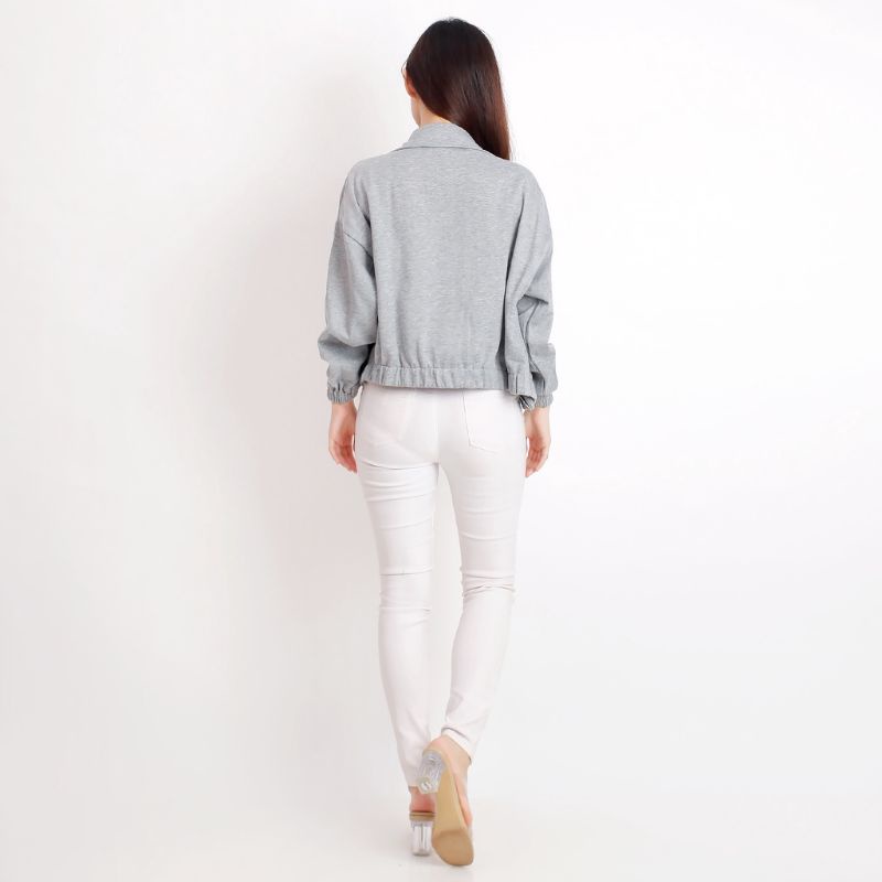 Sweater Vada Collar Jacket Crop - Style Korea - jacket Varsity bahan Fleece - terlaris