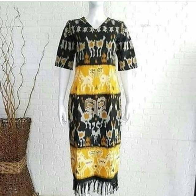 Rok dress motif toraja sumba bali kain tenun troso jepara asli