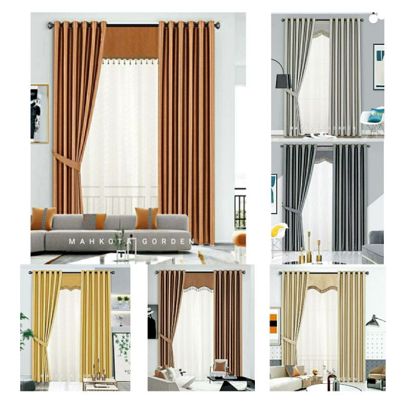 Gorden blackout minimalis Tinggi 150 / gorden jendela pendek / gorden smokring