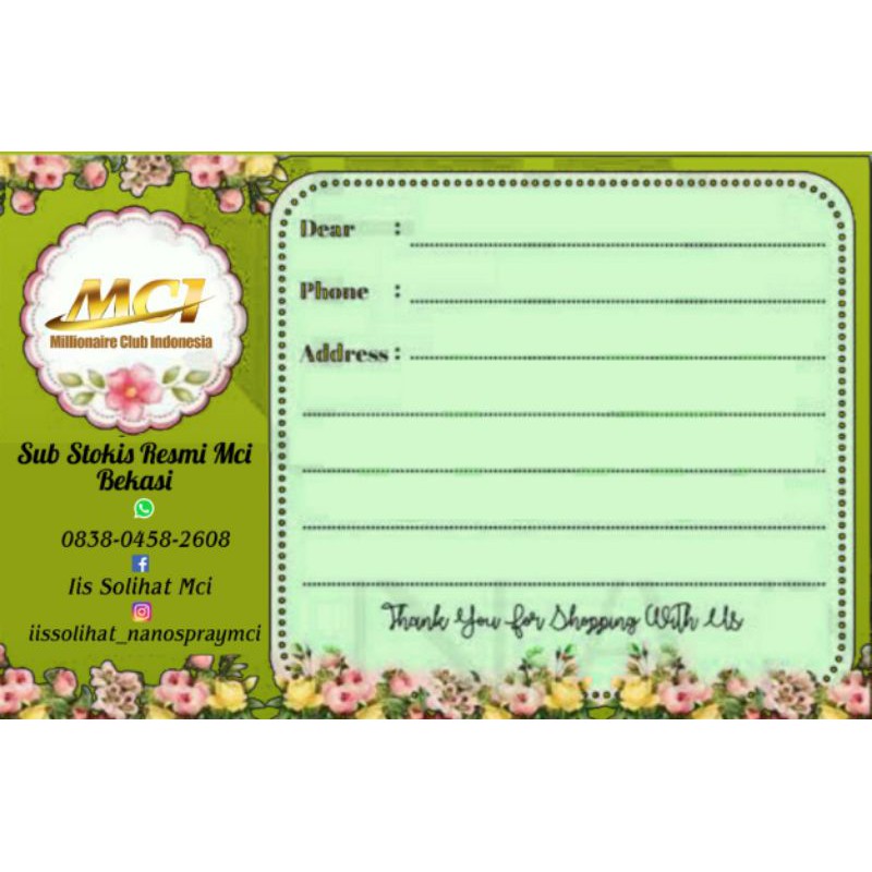 

LEBEL PENGIRIMAN MCI