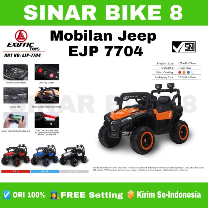 Mobil Mainan Anak Mobilan Aki Remote Control EXOTIC EJP-7704 Musik