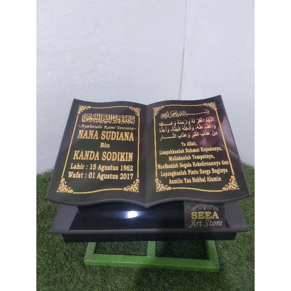 BATU NISAN MAKAM GRANIT TILE+PACKING KAYU MOTIF BUKU 60*40