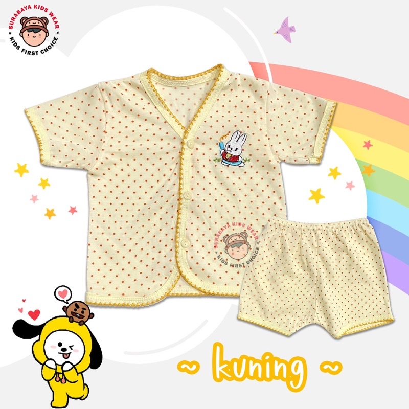 Setelan Anak Laki - Laki dan Perempuan Motif Polkadot Warna / Kaos Kancing