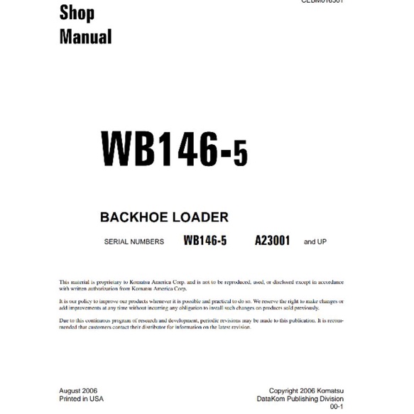 

shop manual backhoe loader komatsu WB146-5