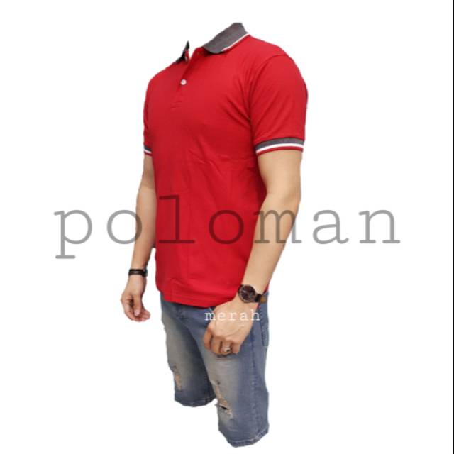 kaos Polo tshirt merah full katun. Seragam kerja. Baju polos / seragam kerja bisa bordir / baju kera