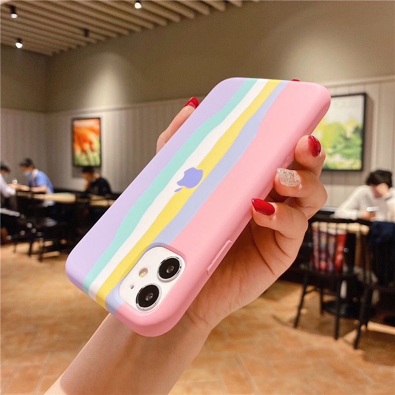 Silicone Apple Full Cover Red Pink Lengkap Rainbow Case iPhone Premium 7+/8+ X XS XS MAX XR 11 11PRO 11PROMAX WARNA RAINBOW