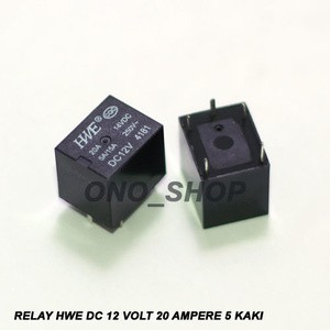 Relay Hwe DC 12 Volt 20 Ampere 5 Kaki