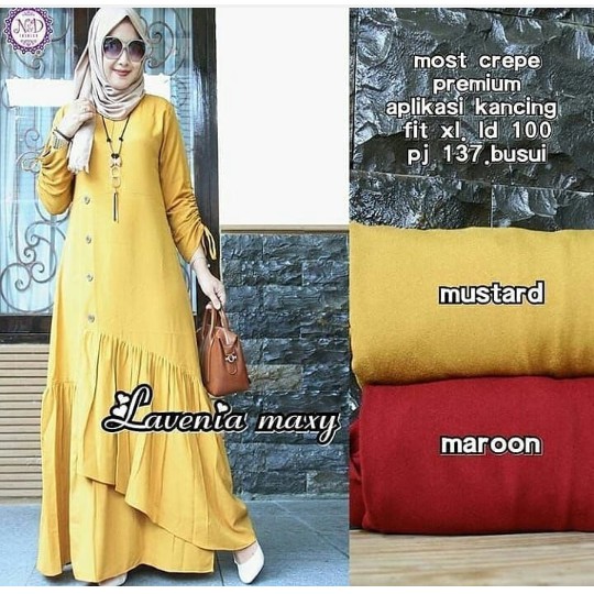 pakaian Gaun muslim ibu islami Baju muslim wanita adlavenia maxi dress gamis hijab busui tangan seru