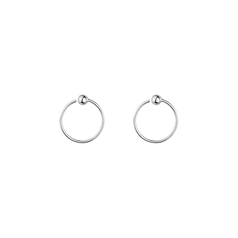 Korea Simple 925 Silver Earrings Fashion Round Beads Small Earrings Women