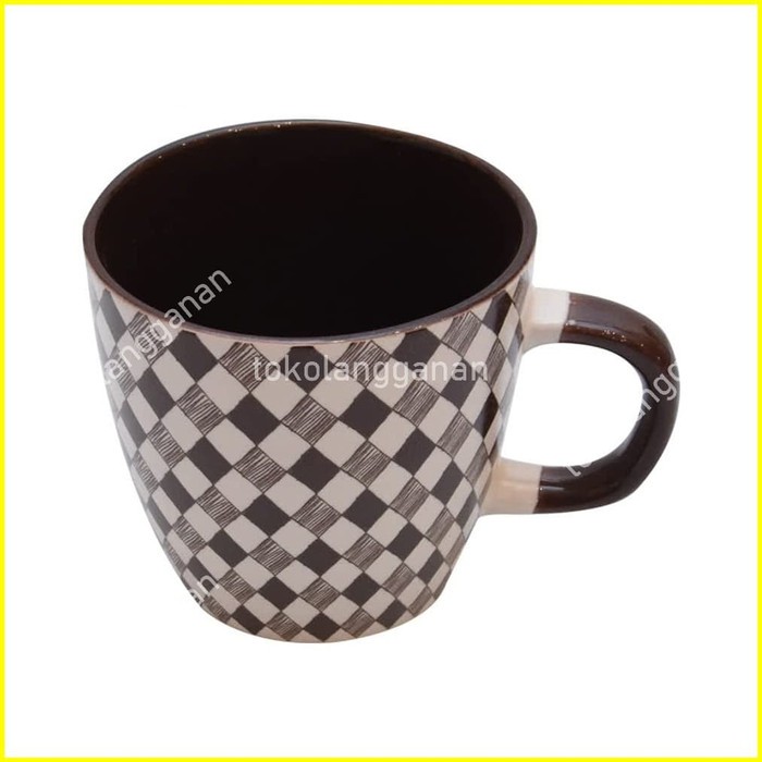 Delizioso Set 2 Pcs Teko & Cangkir Teh Plaid