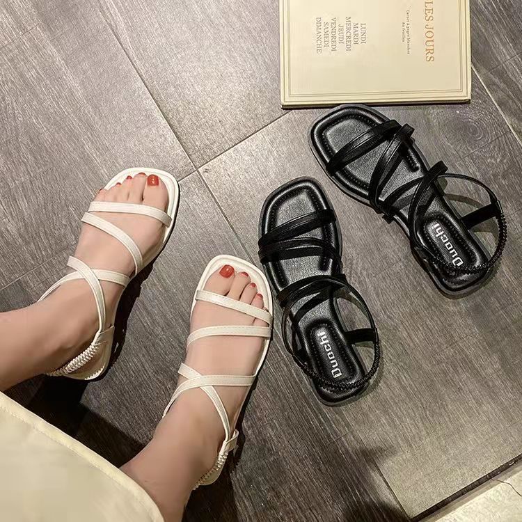 Free Box Sandal Wanita Korea Sandal Wanita Kekinian NS C601 Sepatu Sandal Flat Shoes Wanita Import