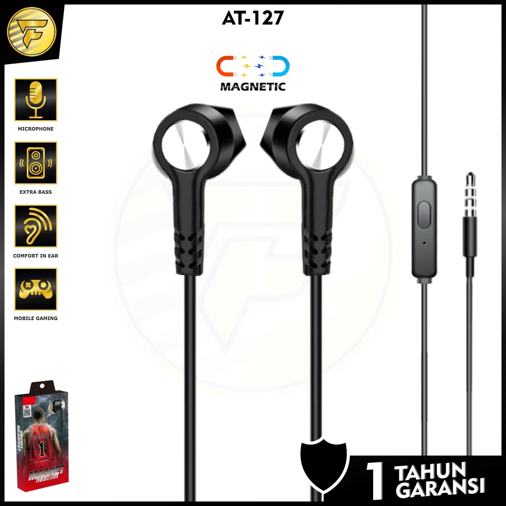 earphone T127 magnetic stereo bass music telfon headset mic