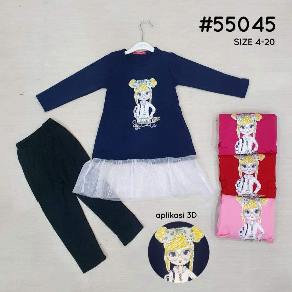 TUNIK FASHION WANITA MURAH STYLE KEREN / GROSIR 3set Set Tunik with Legging CATHERINE KIDS