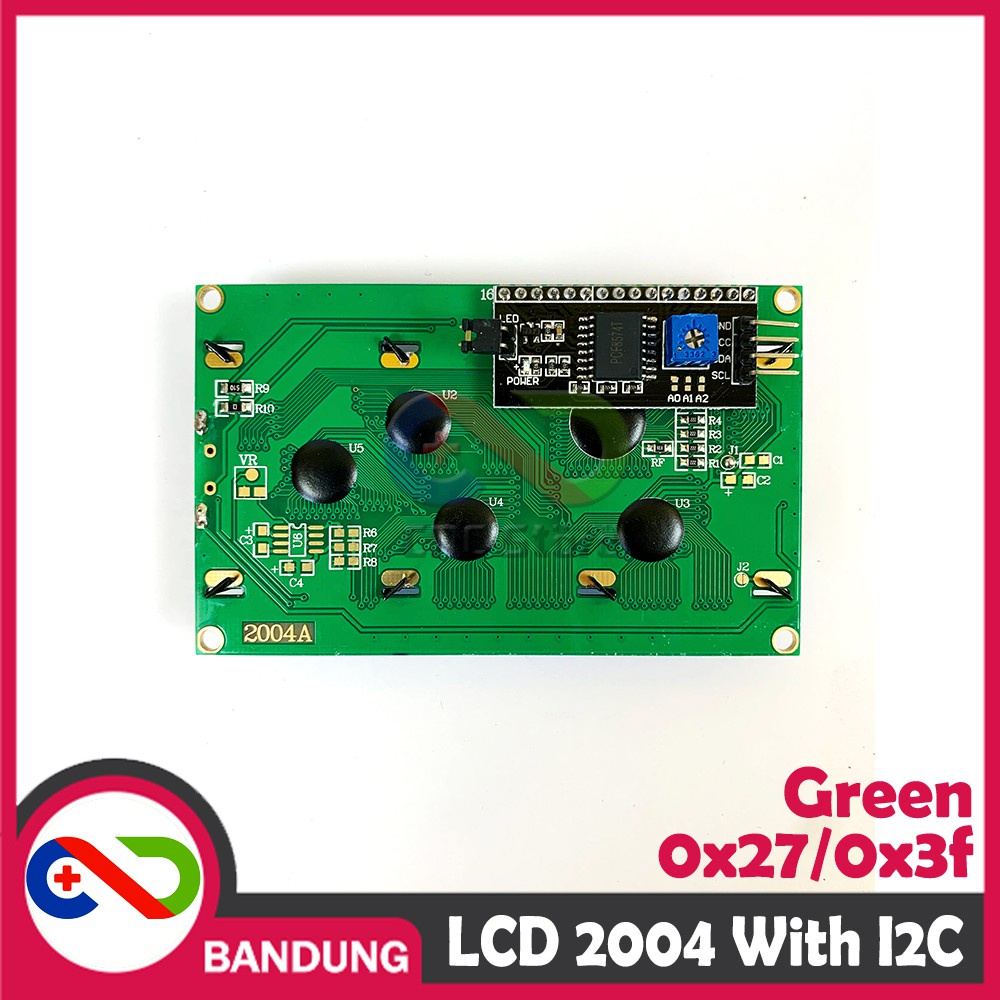 LCD CHARACTER 20X4 2004 5V GREEN HJAU BACKLIGHT MODULE + I2C MODULE