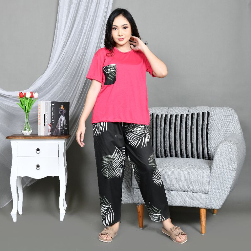 Baju Tidur Piyama Wanita/Cewek Dewasa CP Oblong Celana Panjang Kombinasi Kekinian-CP OBLONG BC.B FANTA