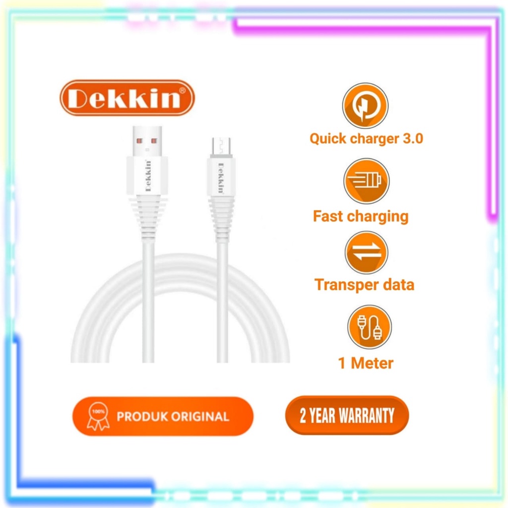 CABLE DATA FAST CHARGING DEKKIN TYPE A30A KABEL DATA DEKKIN 2.4A OUICK CHARGER QC 3.0