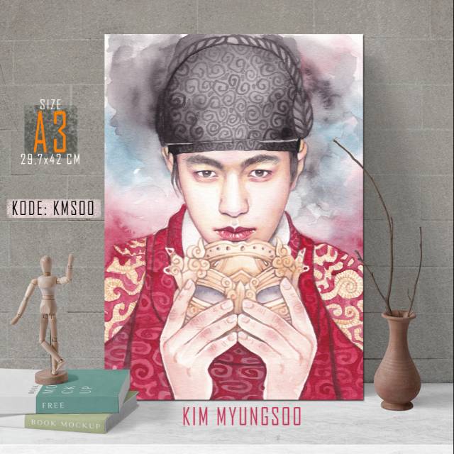 Poster Kayu KIM MYUNGSOO Artis Korea Seoul Dekorasi Kamar Cewek Malaikat Tampan INFINITE Myung-soo