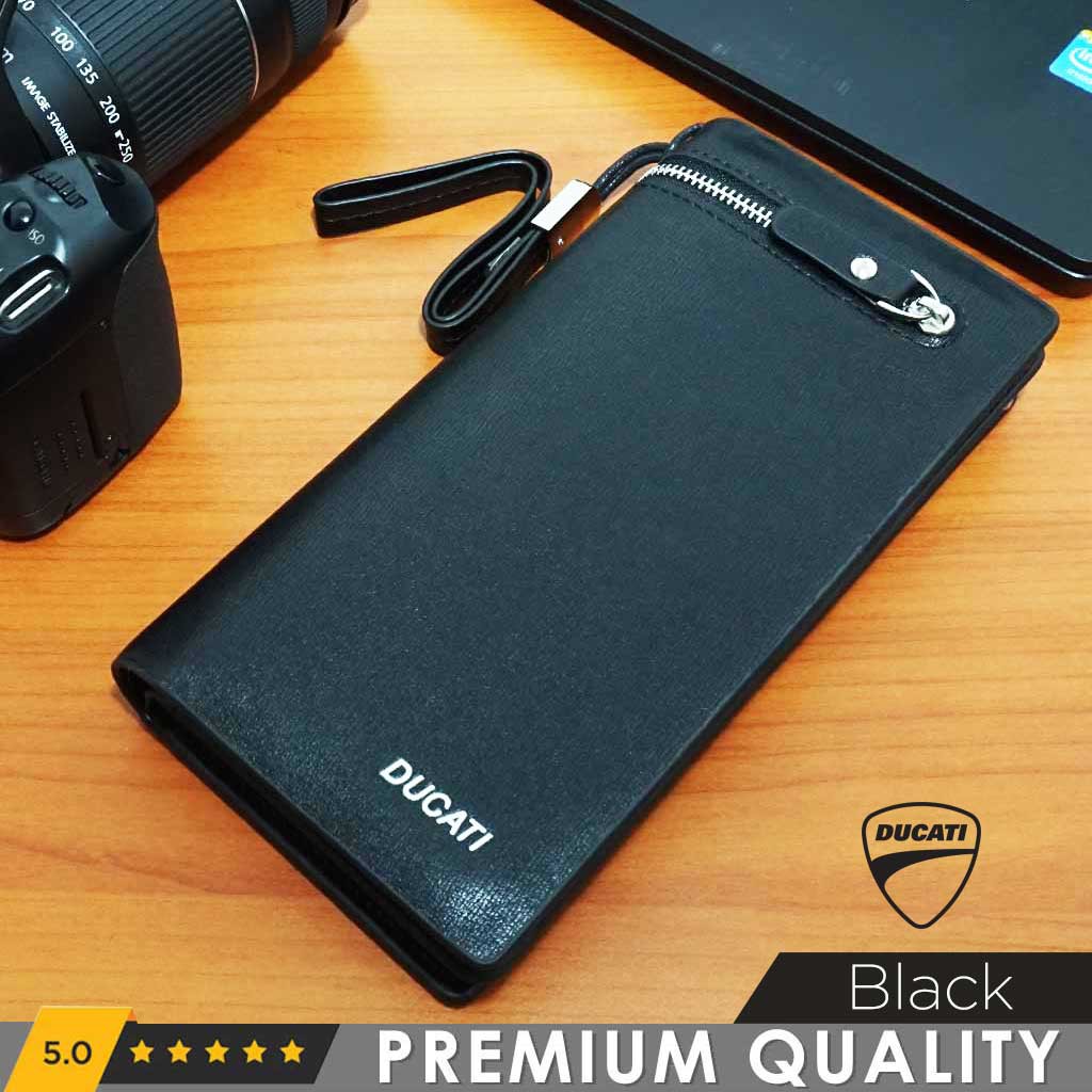 Ducati Dompet Panjang Pria Wanita Clutch Wallet Exclusive Long Wallet Elegan Impor 2011400403BLA