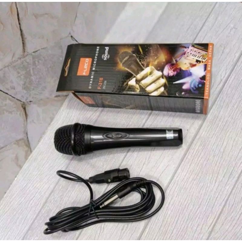 Microphone DYNAMIC Mic Kabel Karaoke FLECO F-318 F-319 Mic Kabel Suara Jernih