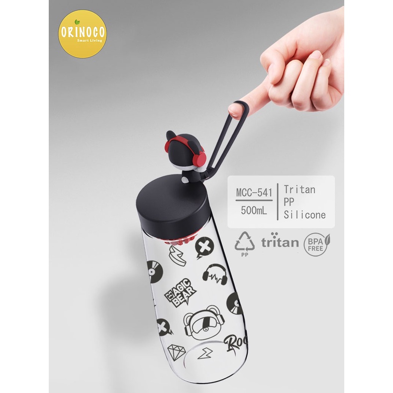 Orinoco Botol Minum Plastik Tritan 500 ML Seri Magic Bear Infused Bottle dengan Tali Silikon MCC-541
