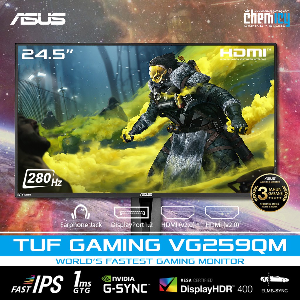 ASUS TUF VG259QM 24.5inch 280Hz 1ms Full HD G-SYNC Gaming LED Monitor
