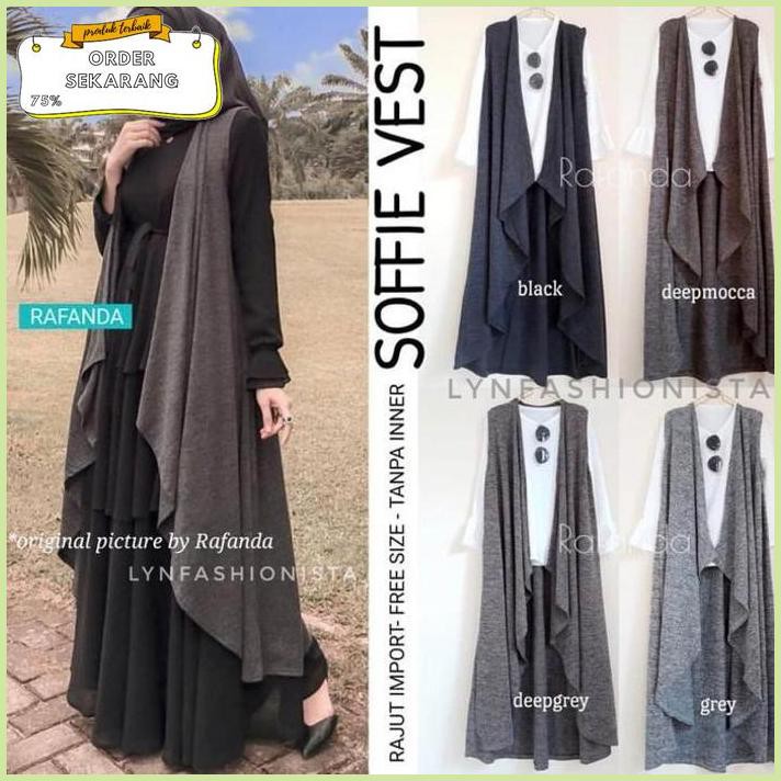 Sale CARDIGAN RAJUT WANITA/SOFFIE OUTER/LONG KARDY GAMIS TANPA LENGAN - Black Termurah