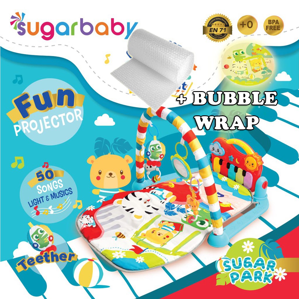 MAINAN BAYI 3 BULAN 6 BULAN BABY PLAYMAT PLYGYM MAINAN EDUKUKASI ANAK BAYI RZ13-Sugar Park+BubleWrap
